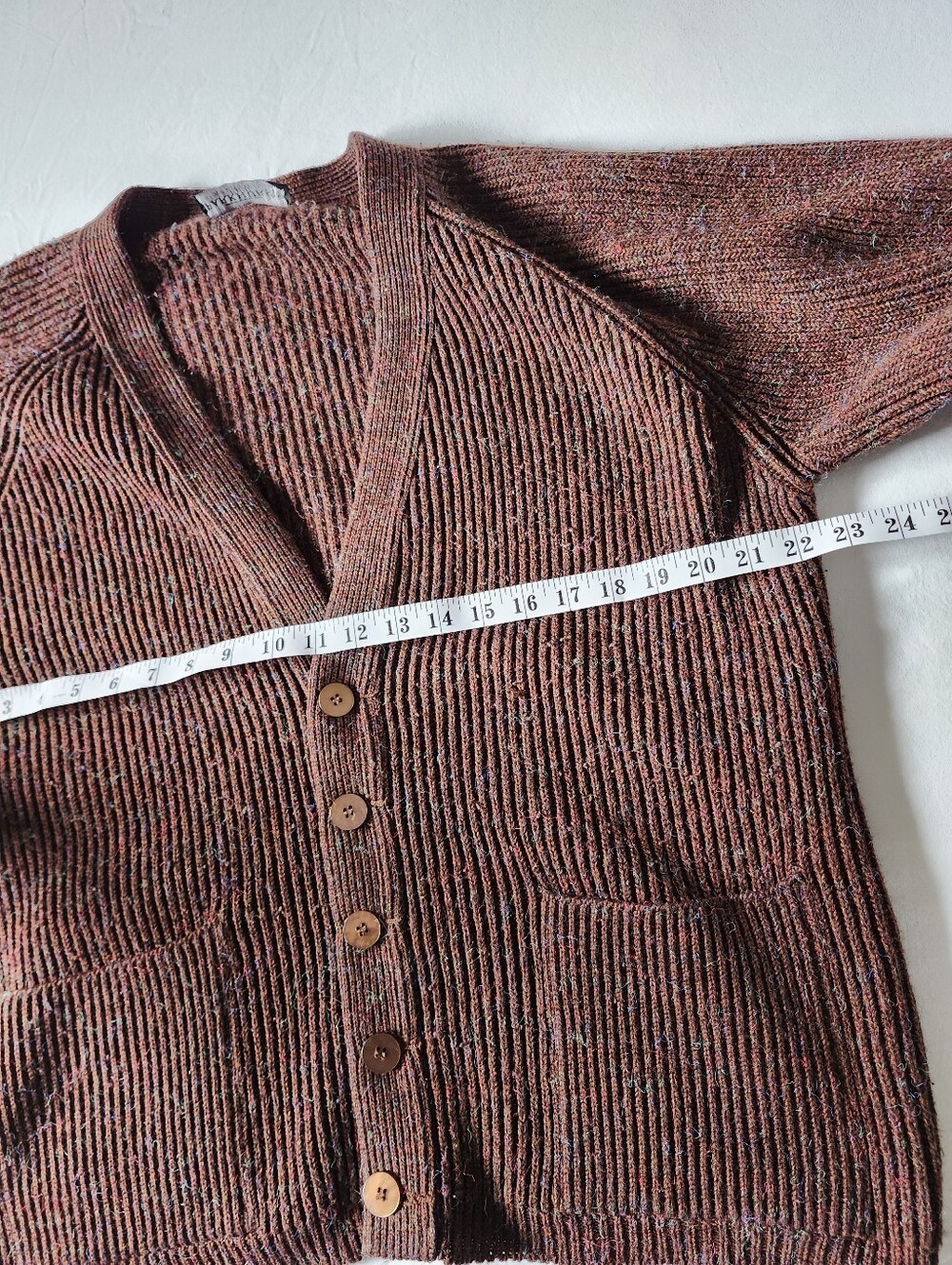 Vintage Parkhurst Brown Ribbed Cardigan Sweater - Picture 9 of 12